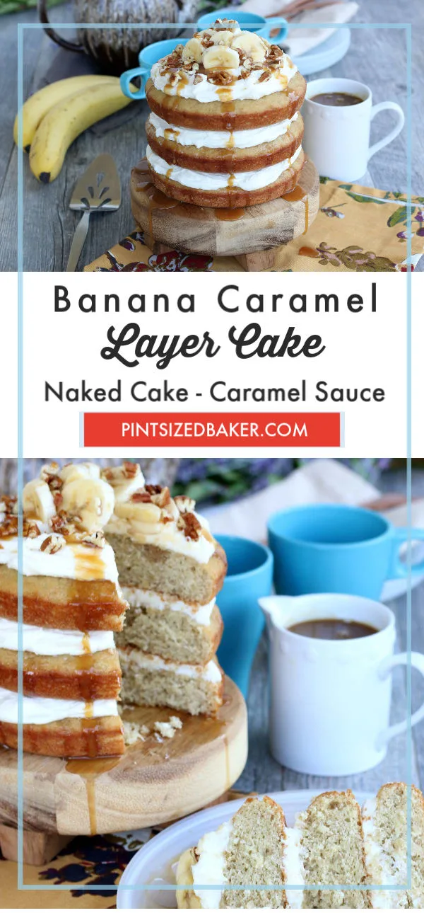 Making a naked cake is easy, beautiful, and fun! This banana caramel cake recipe sure to be a great way to celebrate your next family event.