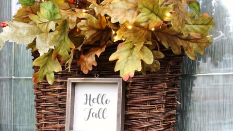 DIY Fall Basket Wreath with Lights from Clean and Scentsible