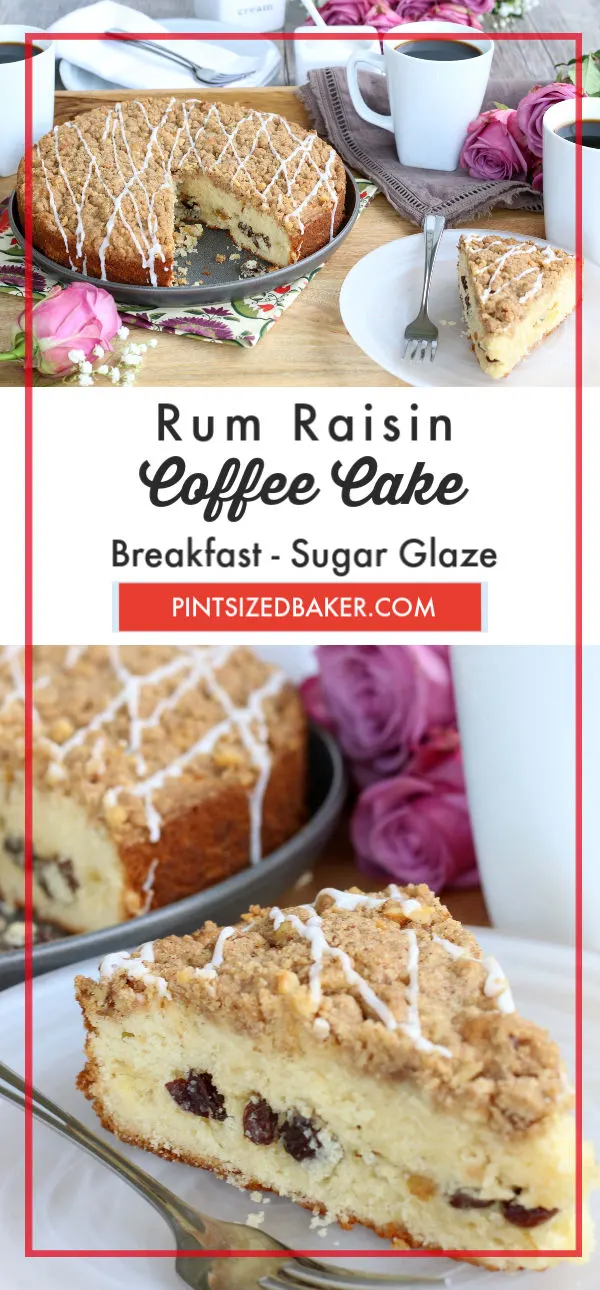 This Rum Raisin Coffee Cake is perfect for your ladies day brunch or family dessert.