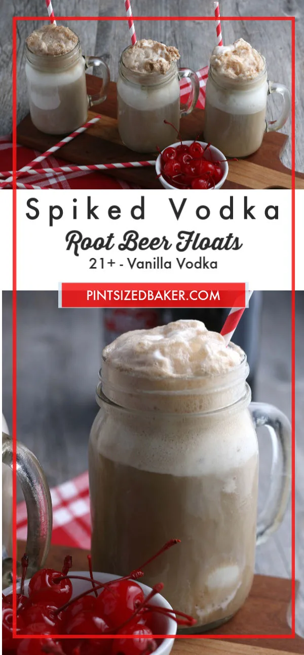 These Root Beer floats aren't for the kids! They are spiked with a shot of Vodka to make your day drinking that much more fun! Cheers!