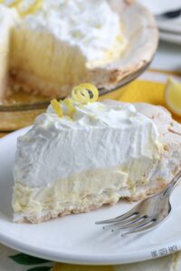 Here we see up close the perfect layers of our lemon meringue pie.