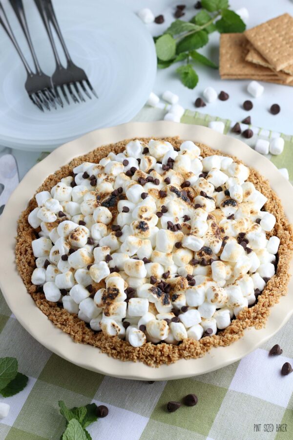Here's what the s'mores pie recipe looks like with the marshmallow topping! 