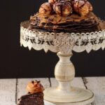 Lean-in image with text "Chocolate and peanut butter crepe cake".