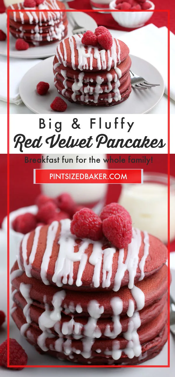 A decadent Red Velvet Pancake Recipe to have on hand for a romantic breakfast treat. These pancakes are great to serve for Valentine’s Day when you want to surprise your special loved ones with something sweet and delicious to eat.