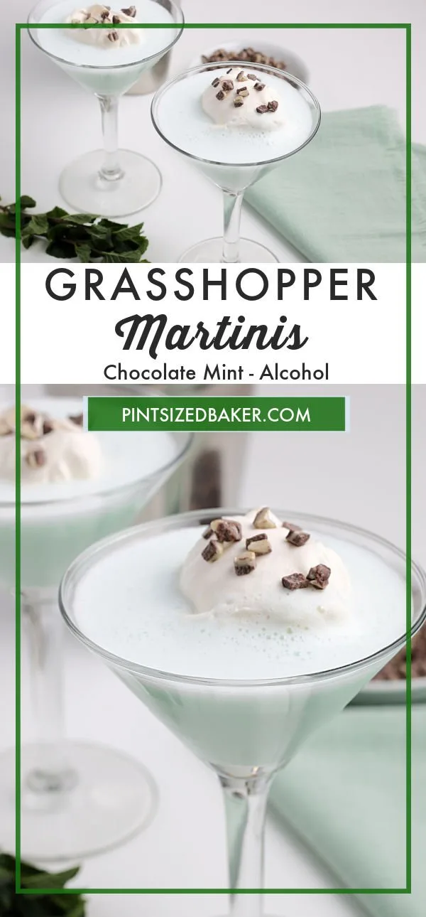 Collage image of the Grasshopper Martinis. This image is perfect for pinning.