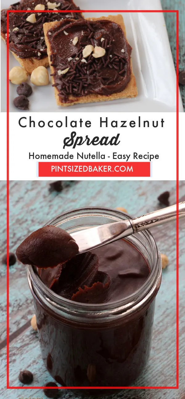 This homemade chocolate hazelnut spread is easy to make and has way less sugar than the store bought variety.