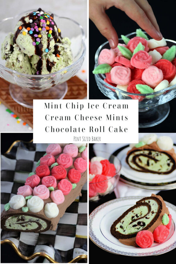 Mint Chip Roll Cake Collage