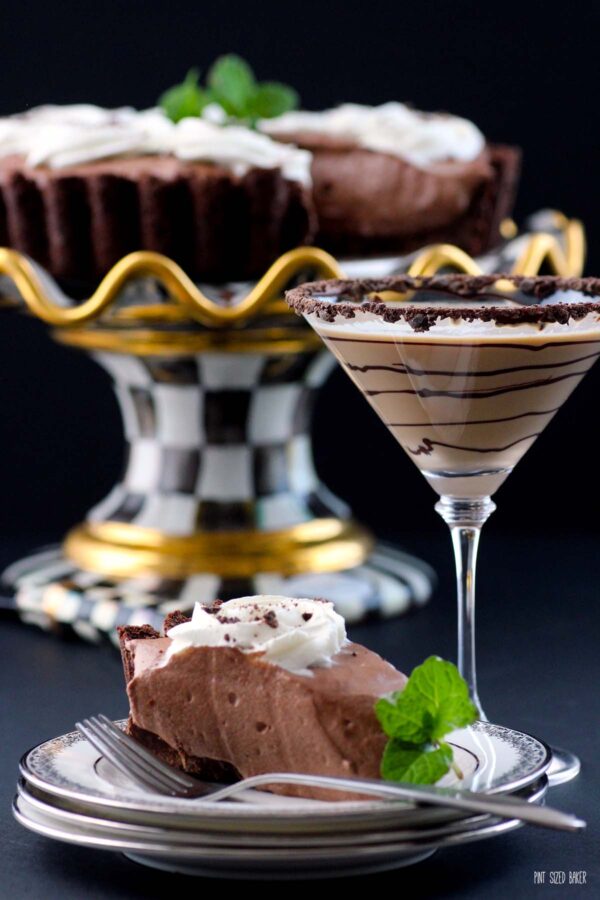 Serve a slice of your mousse tart with a chocolate martini. 