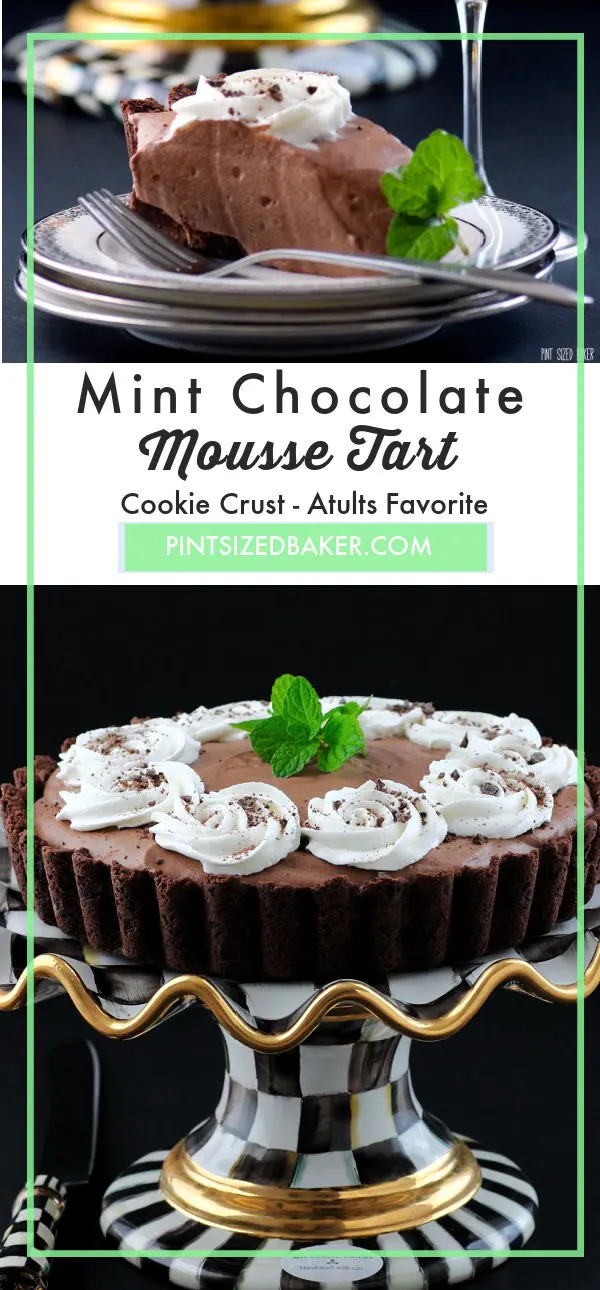 This Mint Chocolate Mousse Tart starts with a mint chocolate cookie crust and is filled with a delightfully smooth mousse filling. 