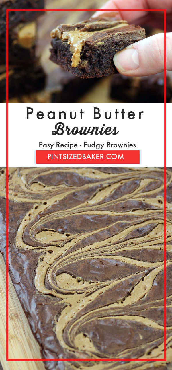 A classic brownie recipe with a delicious peanut butter swirl, these peanut butter brownies are the perfect combination!  