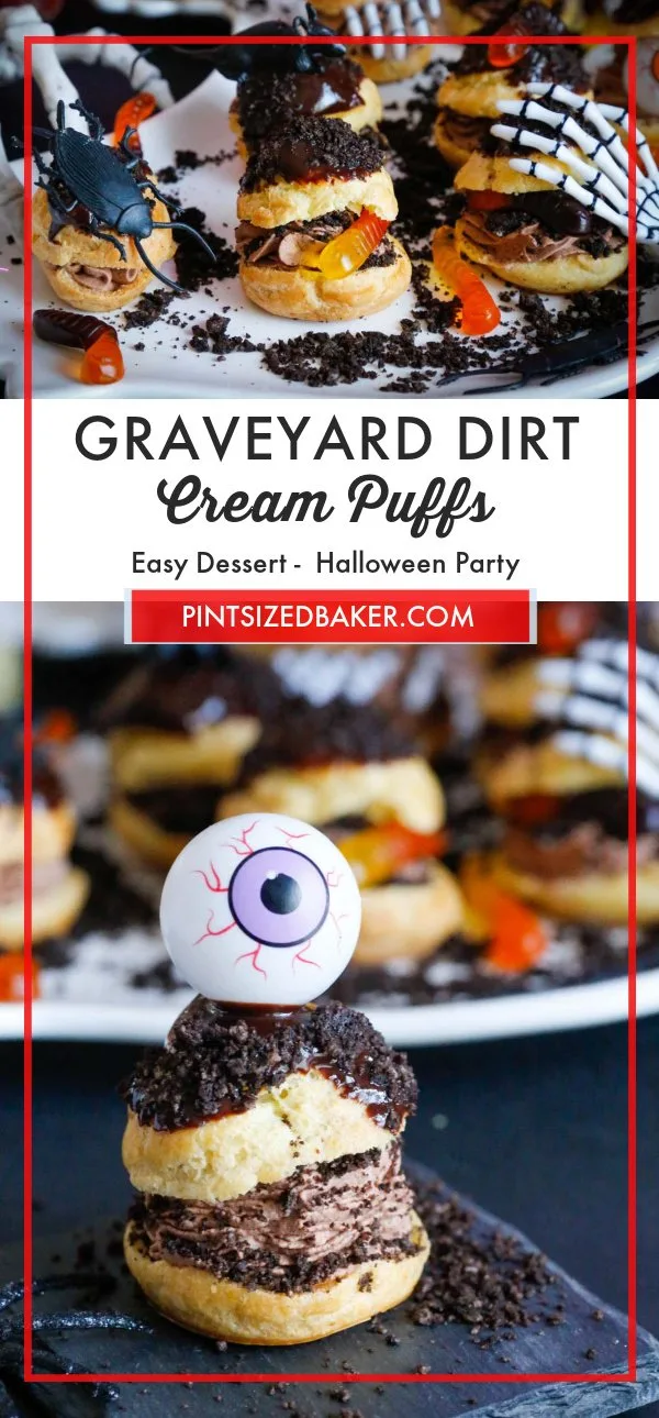 If you’re looking for a Halloween treat recipe that looks and tastes spooktacular, look no further than these Graveyard Dirt Cream Puffs!