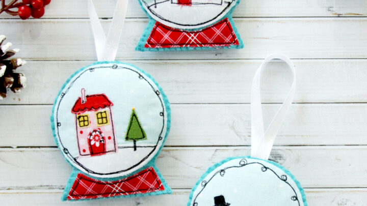 Fabric and Felt Snowglobe Ornaments with Free Pattern