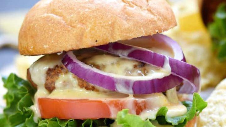 Grab some napkins and bite into these flavorful Mexican Burgers with Queso Blanco cookingwithcurls.com