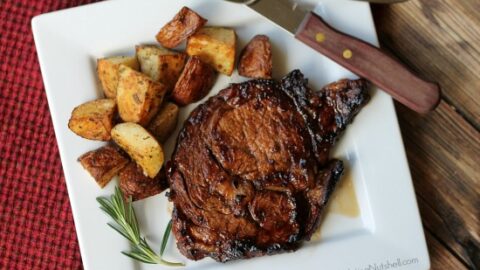 Grilled Marinated Ribeye Steaks with Rosemary Potatoes