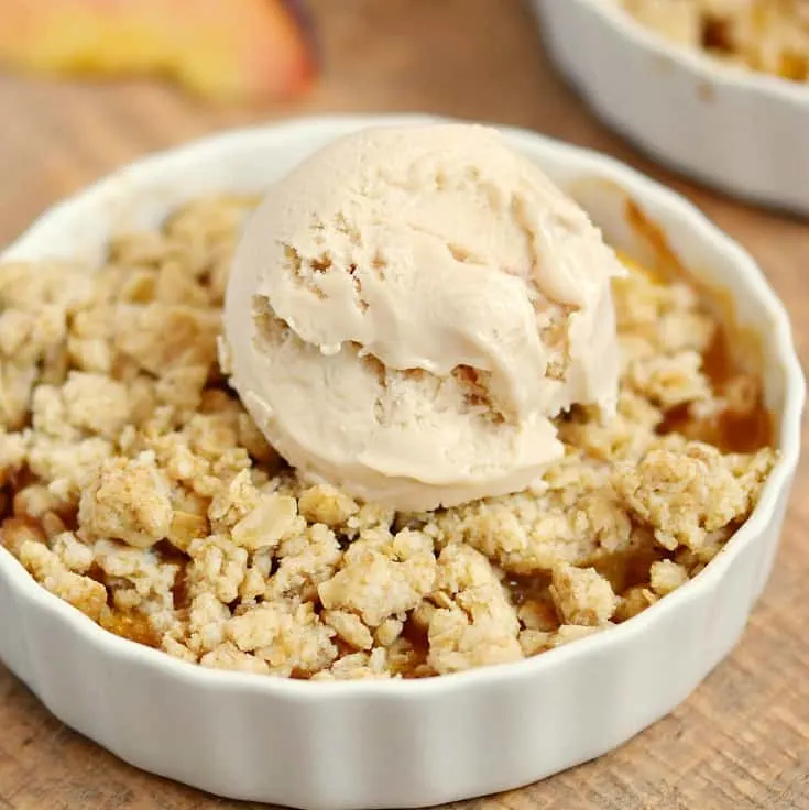 Fresh Peach Crumble for Two is the perfect ending to a summer meal cookingwithcurls.com FB