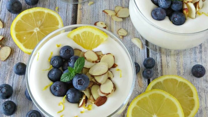 Whipped Lemon Cheesecake and Blueberry Parfaits Dessert Recipe