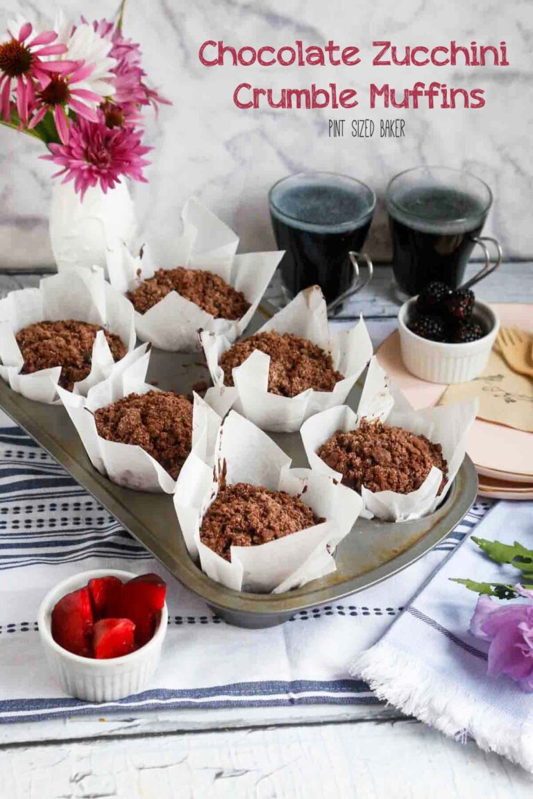 Chocolate Crumble Zucchini Muffins + Video • Pint Sized Baker