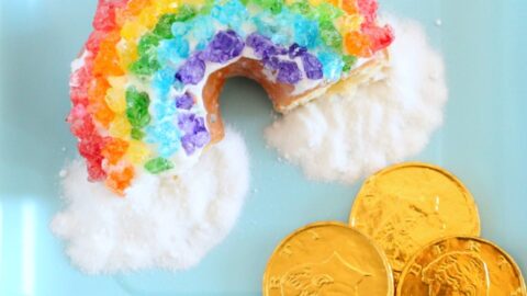 Rock Candy Rainbow Donut with Chocolate Coins