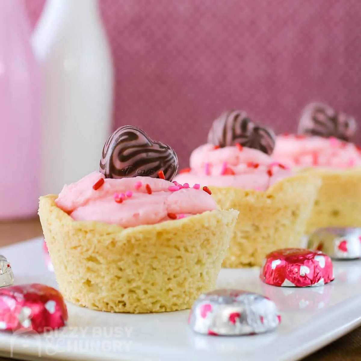 cookie cups with strawberry cream cheese filling feature