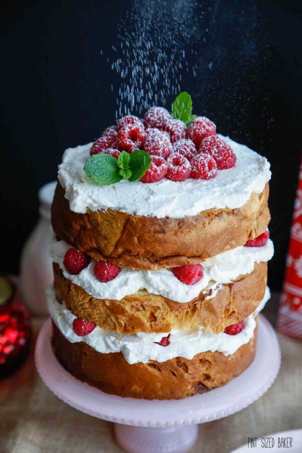 Dusting powdered sugar onto the cake is the perfect winter addition.