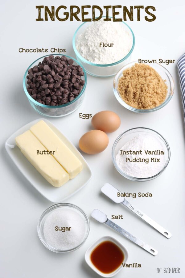 Image of the ingredients for the cookie recipe.