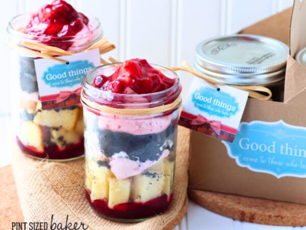 Raspberry No-Bake Trifle for busy Moms 14 Raspberry trifles in glasses on a table